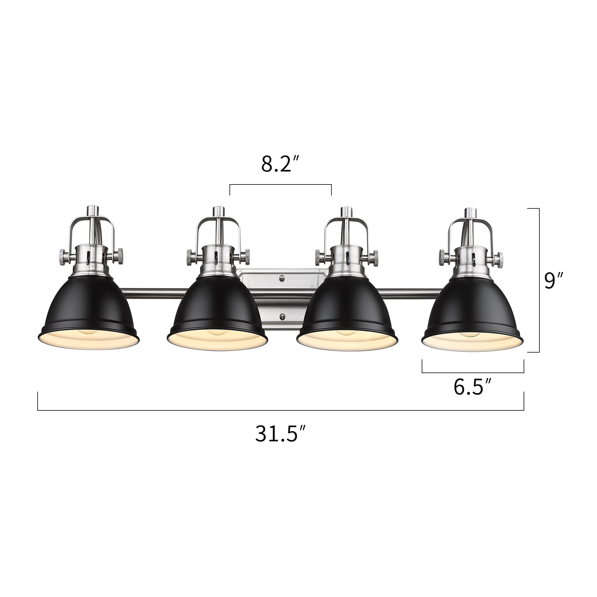 Matte Black & Brushed Nickel Metal - Modern 4-Light Bathroom Light Fixtures With Metal Shade Black And Brushed Nickel Finish - USAG00341