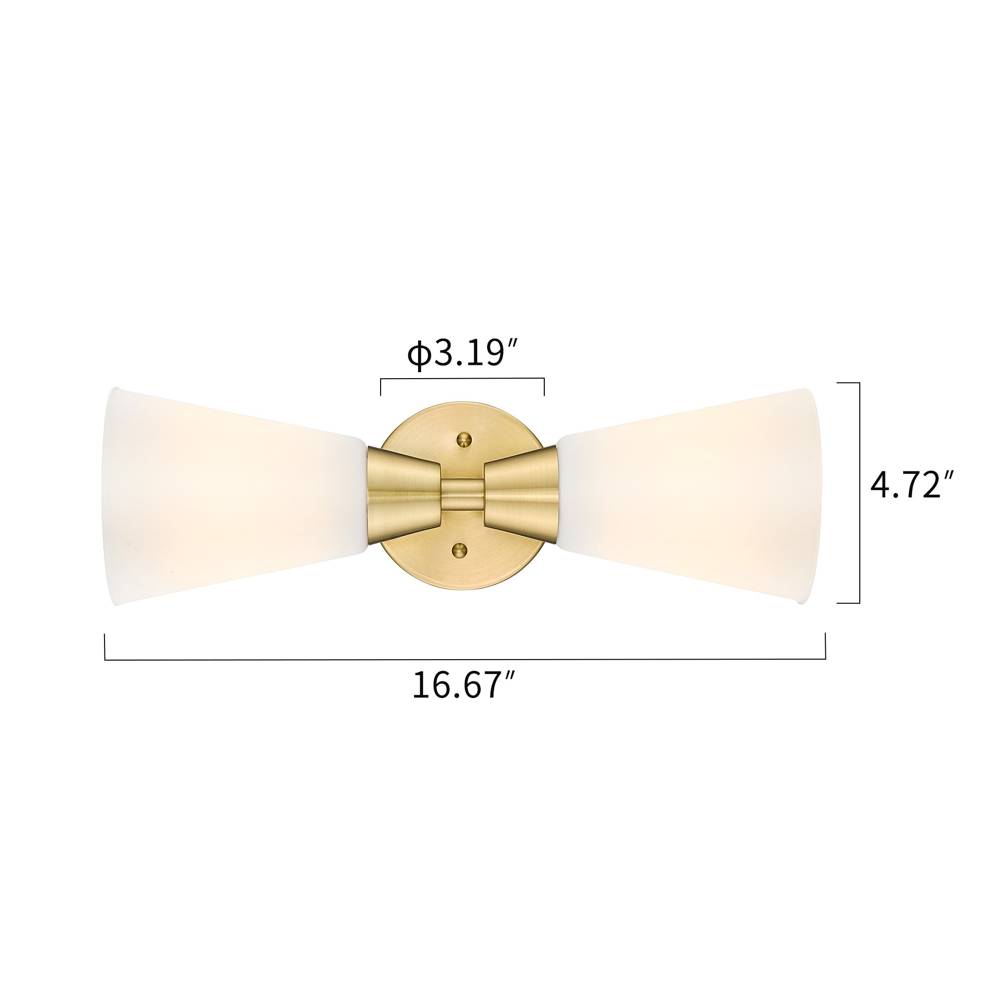 Brushed Gold Glass & Metal - Vanity Lights in Frosted Milk Glass Indoor Wall Sconce - USAG00343