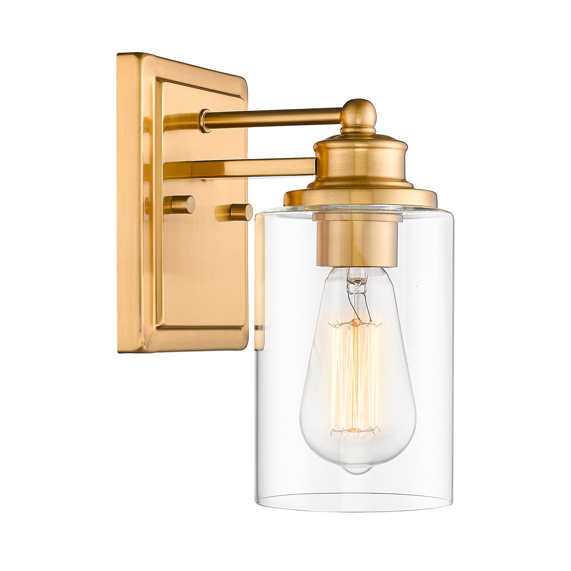 Farmhouse Brushed Gold Finish with Metal Shade - 5 inch 1-Light Wall Sconce Vanity Light Over Mirror - USAG00349