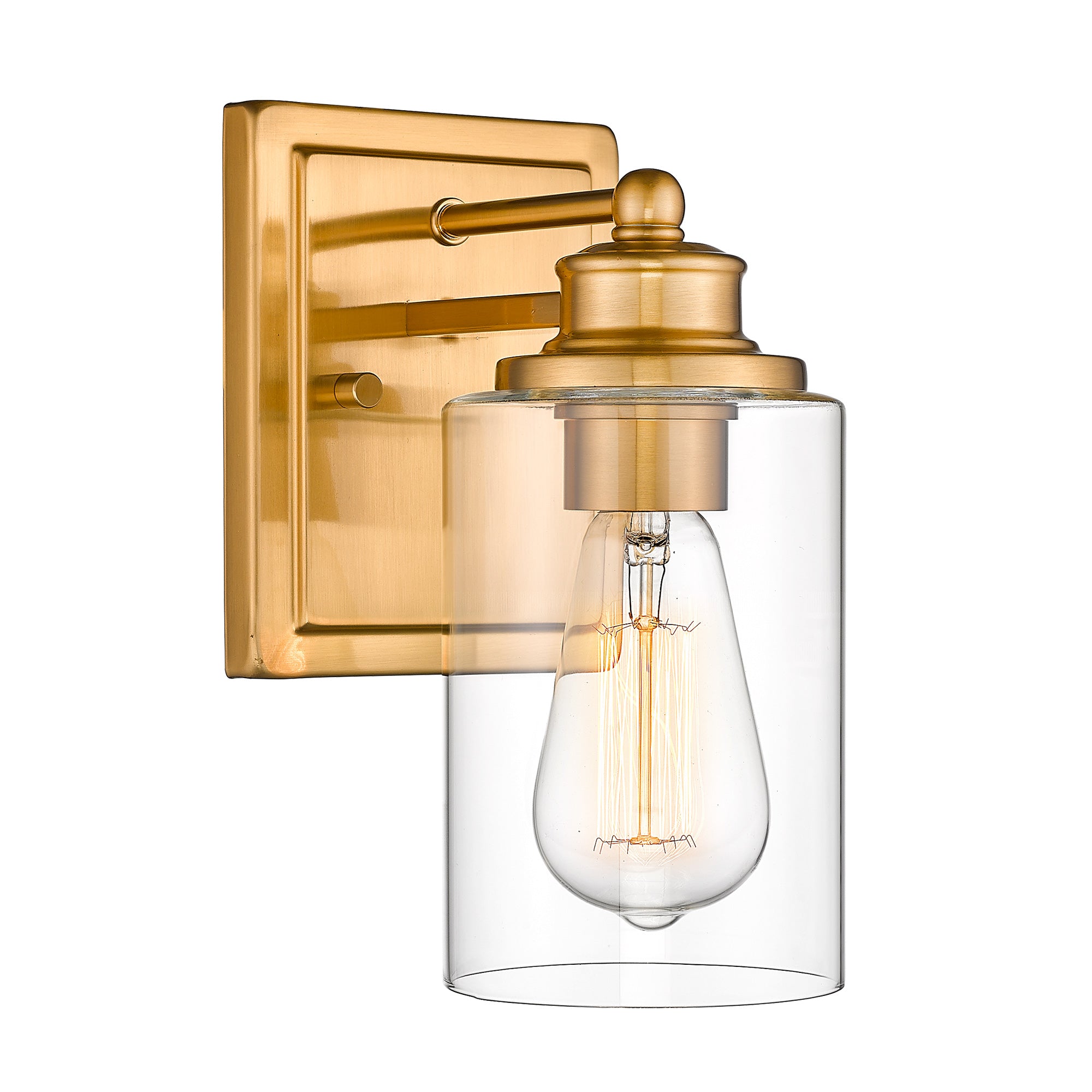 Farmhouse Brushed Gold Finish with Metal Shade - 5 inch 1-Light Wall Sconce Vanity Light Over Mirror - USAG00349