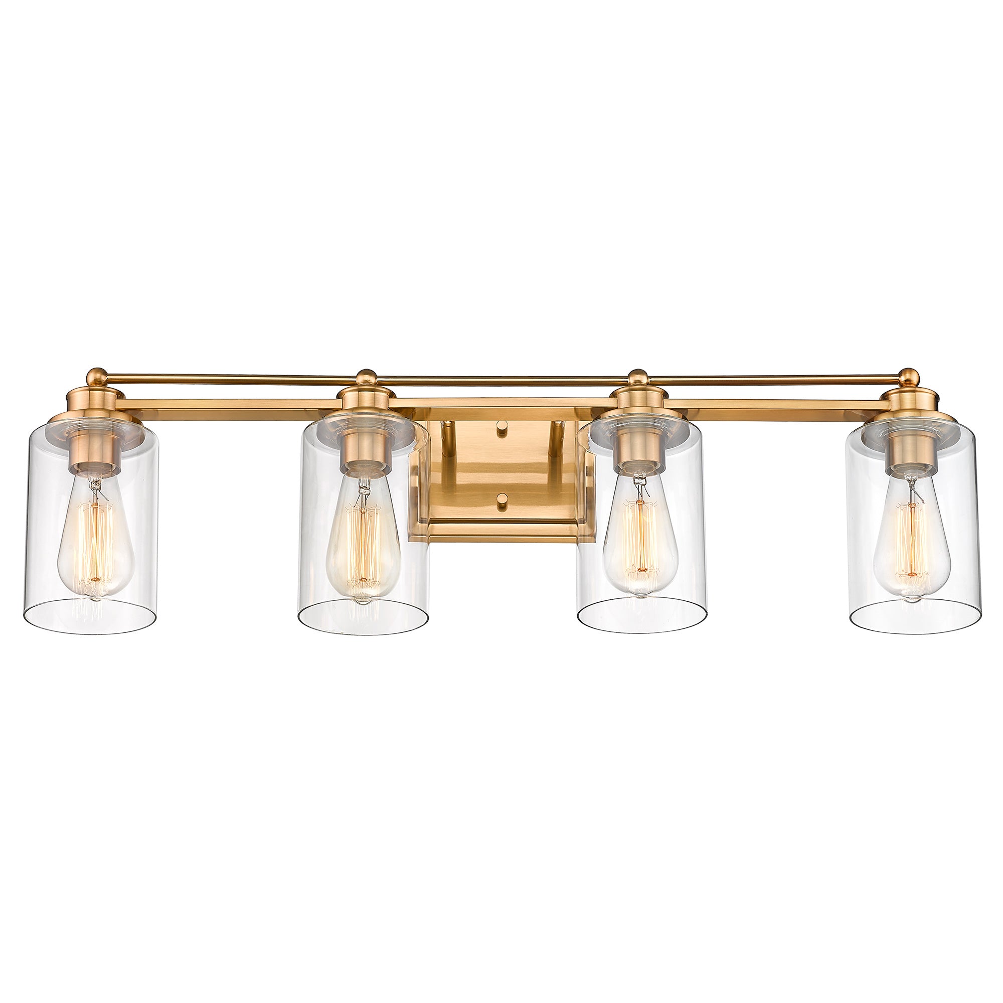 Farmhouse Brushed Gold Finish with Metal Shade - 32 inch 4-Light Wall Sconce Vanity Light Over Mirror - USAG00350