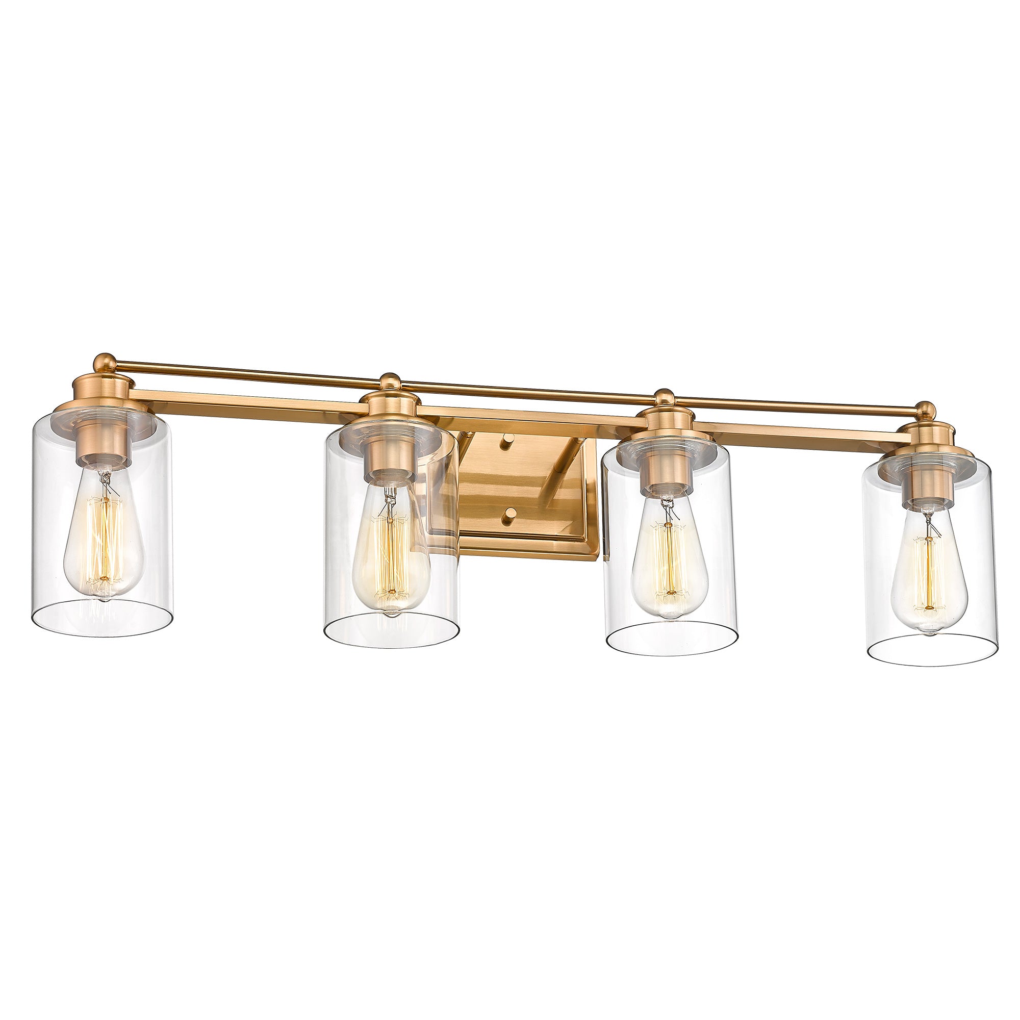 Farmhouse Brushed Gold Finish with Metal Shade - 32 inch 4-Light Wall Sconce Vanity Light Over Mirror - USAG00350