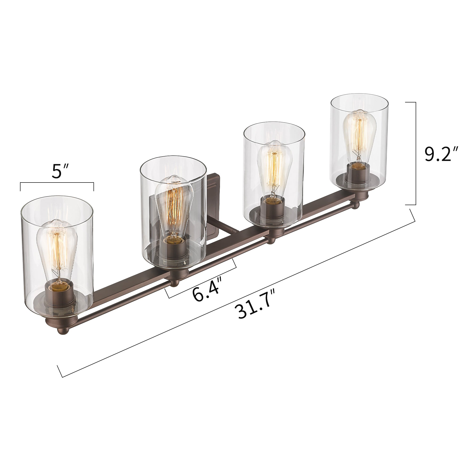 Farmhouse Oil-rubbed Bronze Finish with Metal Shade - 32 inch 4-Light Wall Sconce Vanity Light Over Mirror - USAG00355