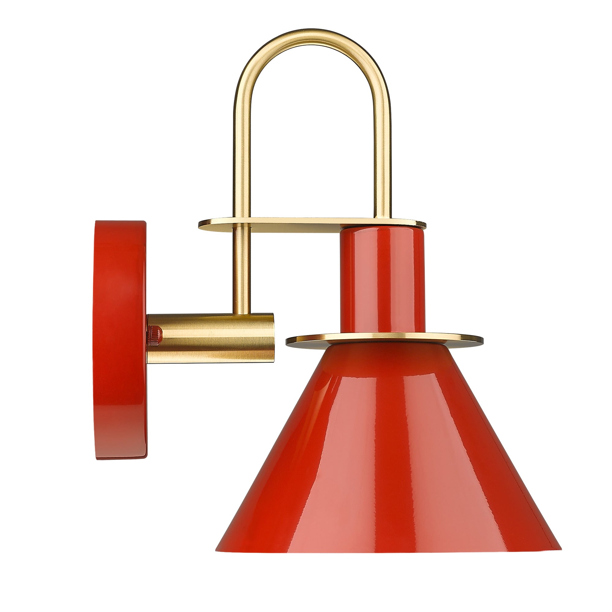 2 Packs Industrial Red Brushed Gold Metal Bedside Wall Mounted - 7 inch Wall Lights Lamps Vanity Sconce - USAG00356