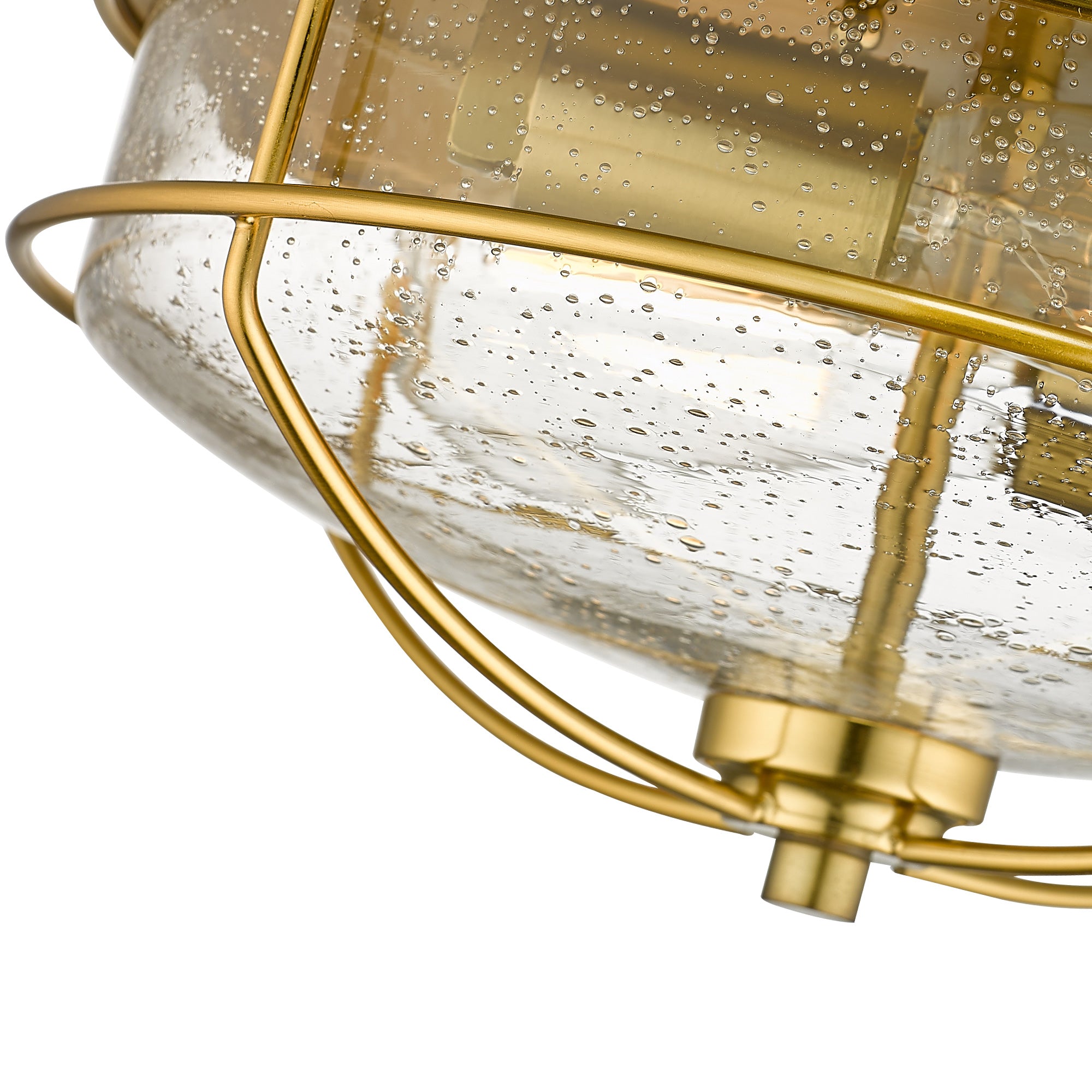 Brushed Champagne Gold Flush Mount with Seeded Glass Shade - 12 inch 2-Light Farmhouse Close to Ceiling Light - USAG00358