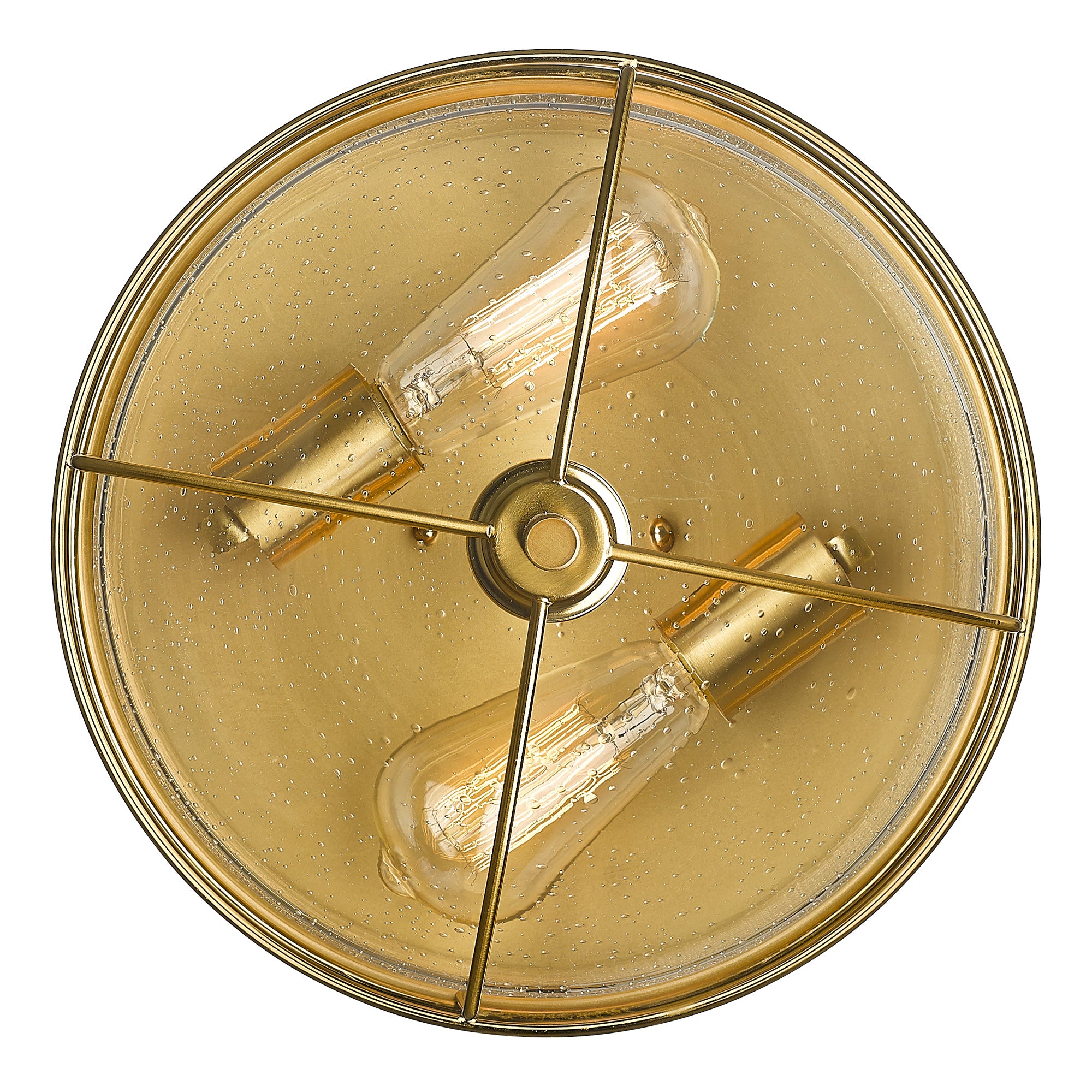 Brushed Champagne Gold Flush Mount with Seeded Glass Shade - 12 inch 2-Light Farmhouse Close to Ceiling Light - USAG00358