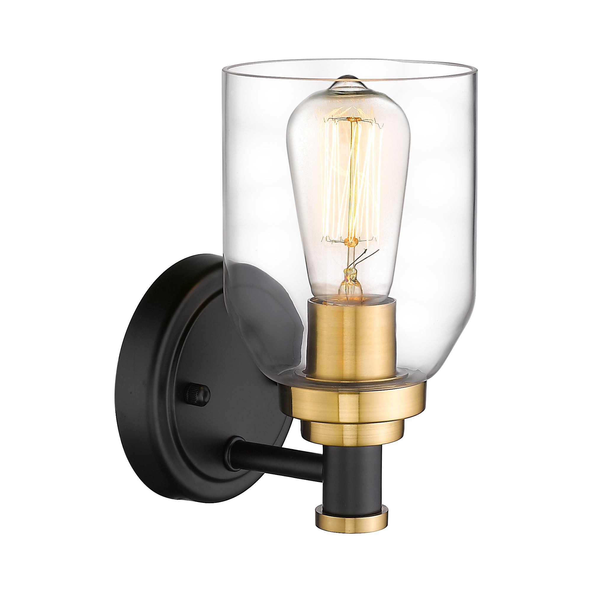 Matte Black & Gold Glass & Metal - 4.7'' 1-Light Bathroom Sconces Wall Light - USAG00361