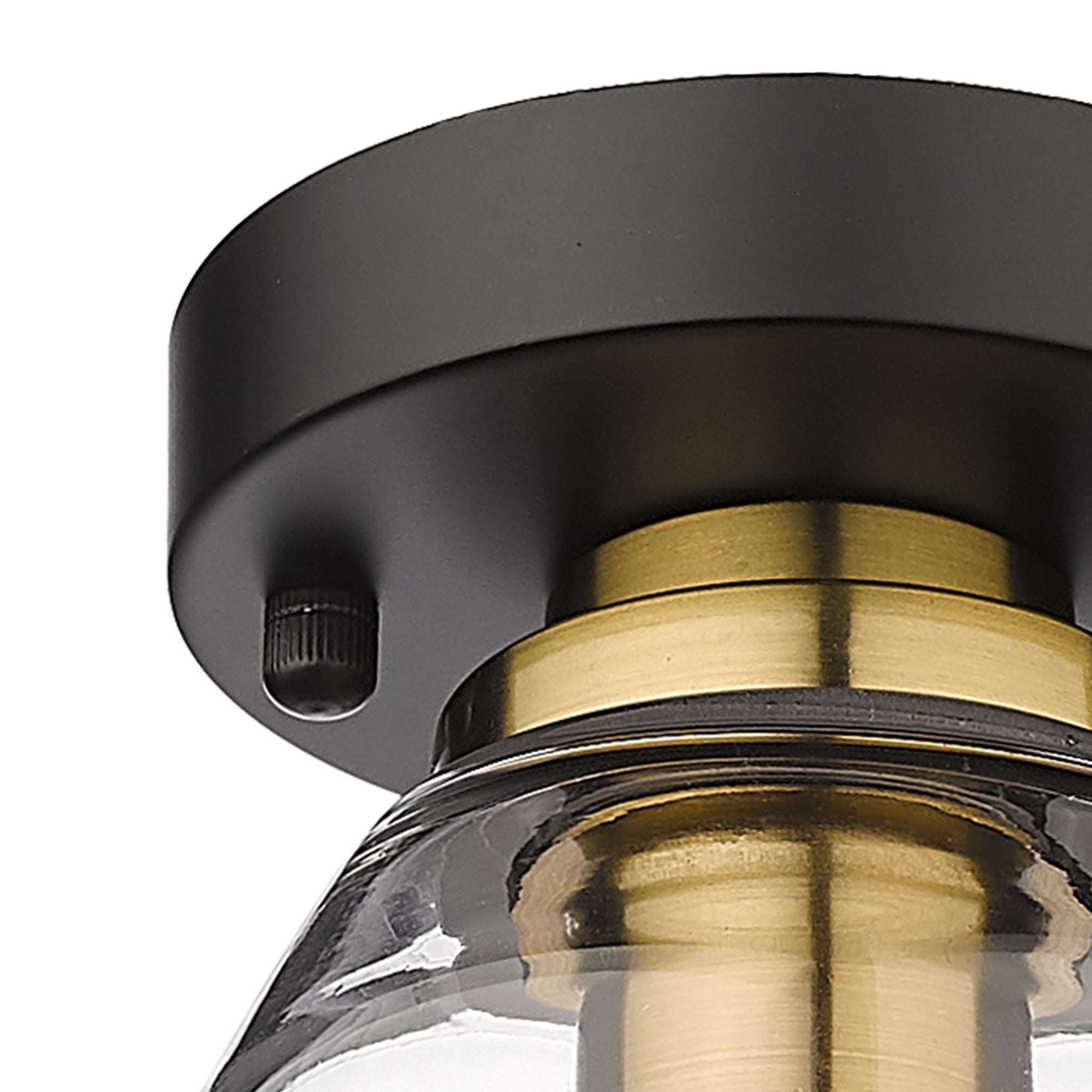 Matte Black Glass & Metal - & Gold 4.7'' Modern Semi Flush Mount Ceiling Light - USAG00362