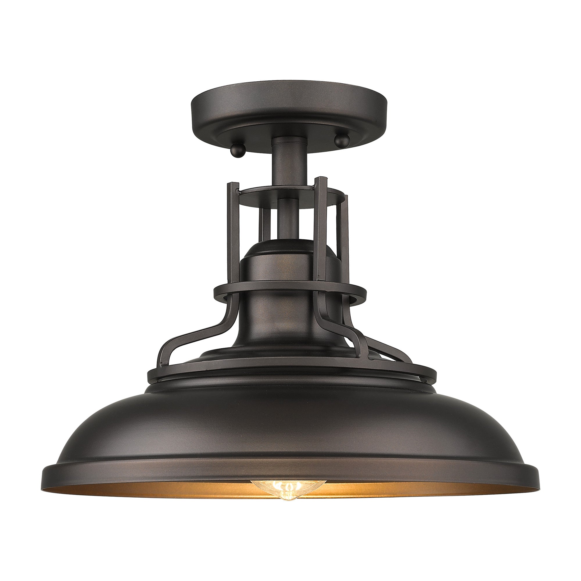 Oil-rubbed Bronze Semi Flush Mount Light Fixture - 11 inch 1-Light Farmhouse Ceiling Light - USAG00368