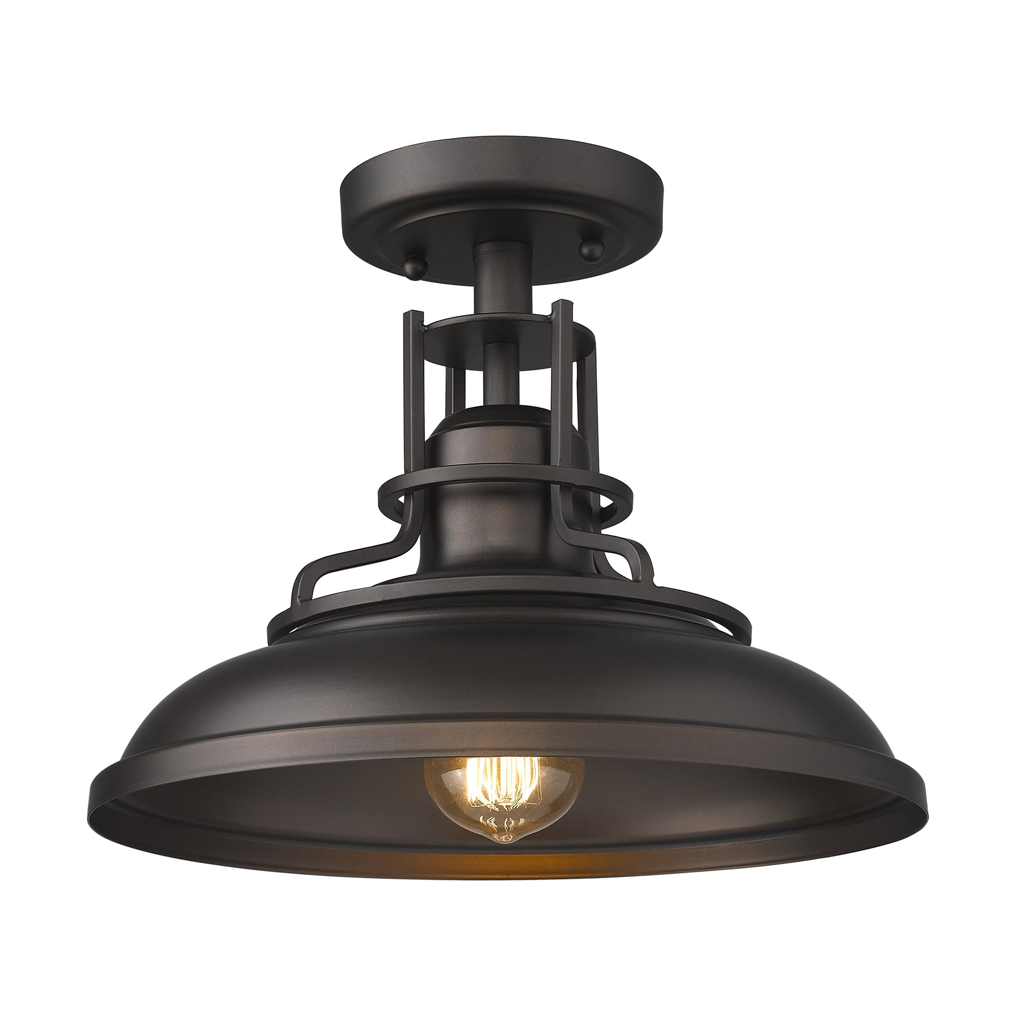 Oil-rubbed Bronze Semi Flush Mount Light Fixture - 11 inch 1-Light Farmhouse Ceiling Light - USAG00368