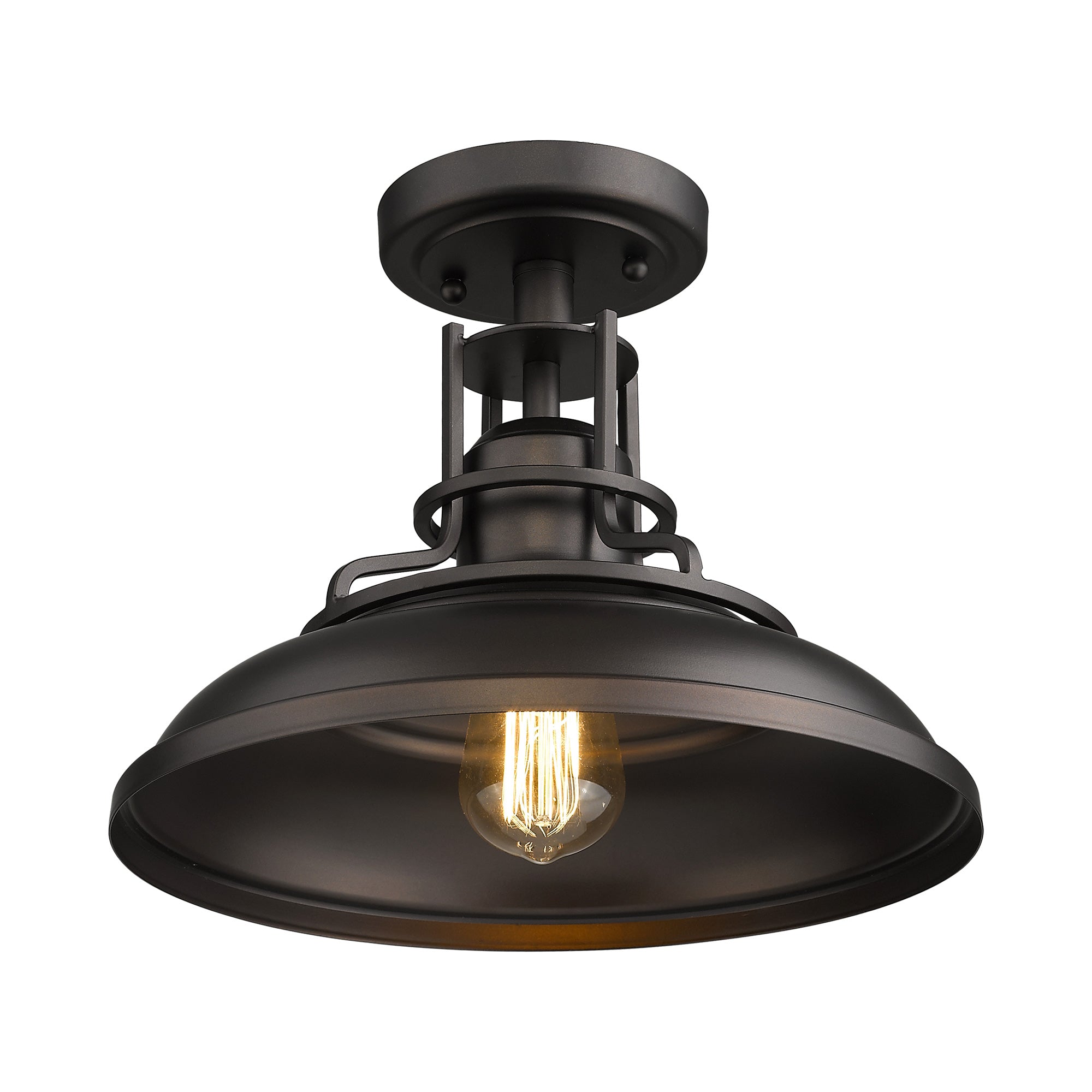 Oil-rubbed Bronze Semi Flush Mount Light Fixture - 11 inch 1-Light Farmhouse Ceiling Light - USAG00368