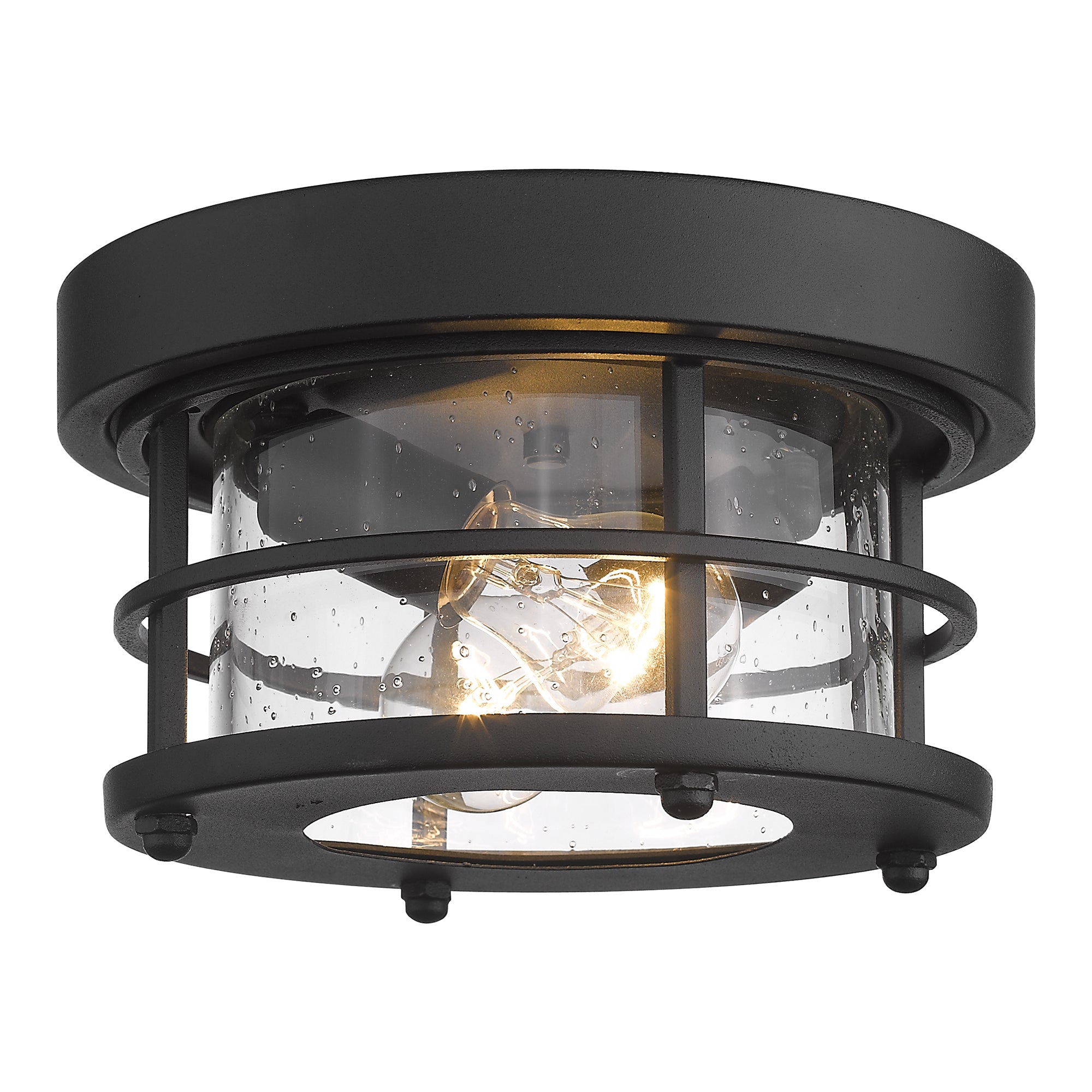 Matte Black Glass & Metal - 10 Inch 2-Light Round Ceiling Light Fixture Farmhouse Flush Mount Ceiling Light - USAG00371