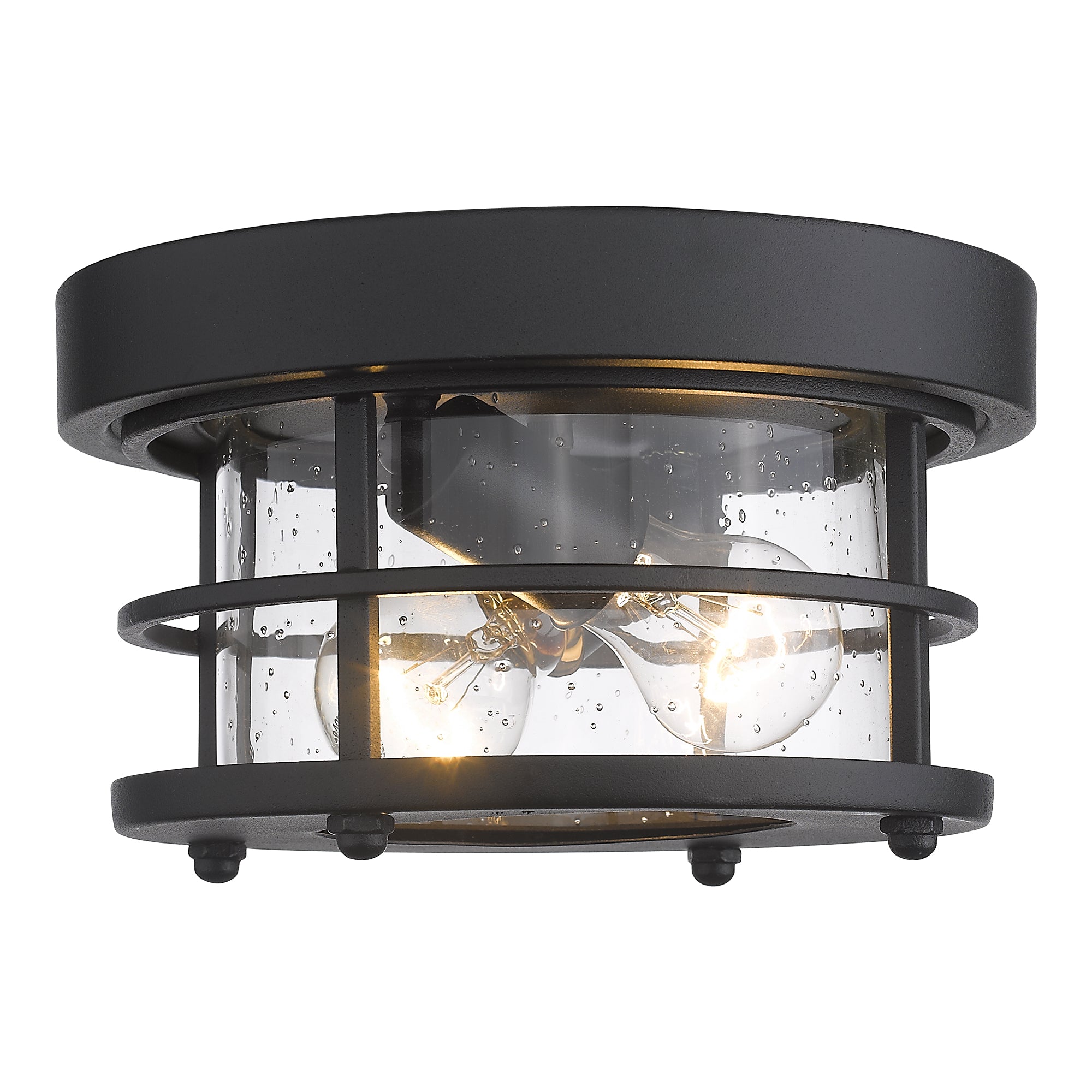 Matte Black Glass & Metal - 10 Inch 2-Light Round Ceiling Light Fixture Farmhouse Flush Mount Ceiling Light - USAG00371