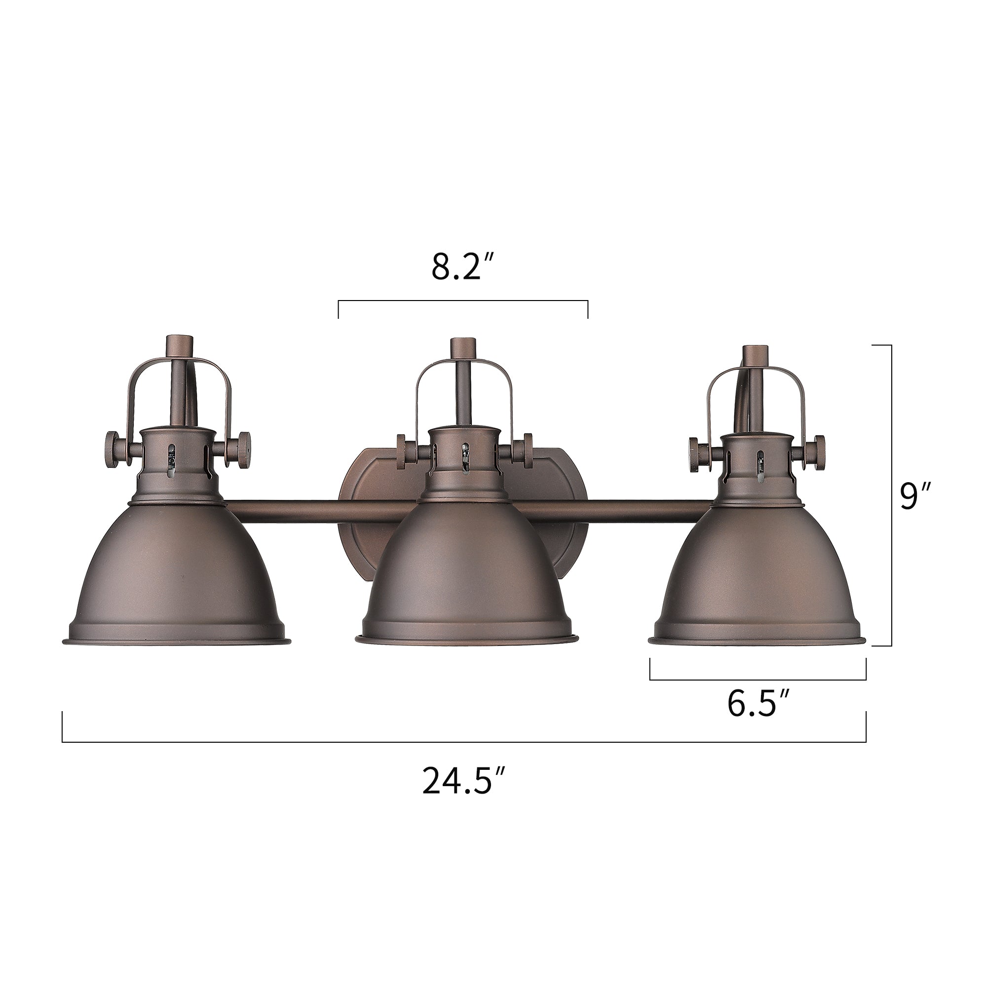 Bronze Metal - 3-Light Vanity Light Fixture Oil Rubbed Bronze Finish With Metal Shade - USAG00372